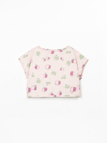 Wide Neck T-Shirt Apples Floral Play Up
