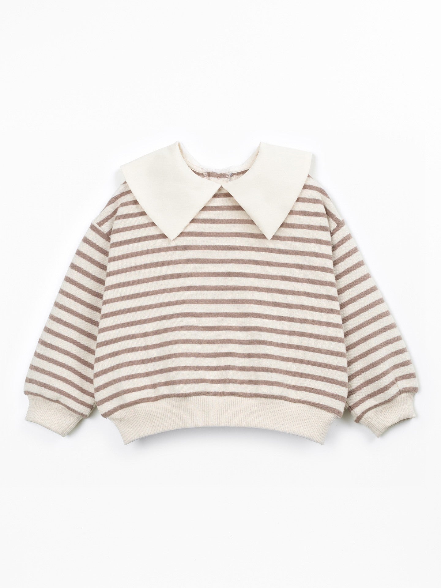 Striped Sweater with contract Collar Drawing Play Up