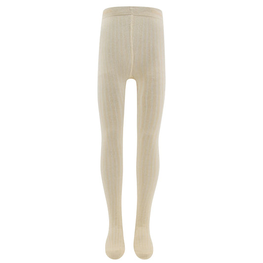 Kousenbroek met Ribmotief en Glitter Latte/Gold Ewers