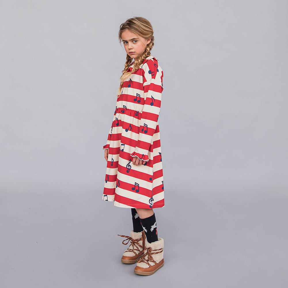 Dress Longsleeve with Ruffles Music Notes CarlijnQ
