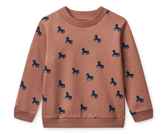 Thora Sweater met Horses Print Dark Rosetta Liewood