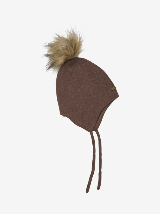 Hat with Detachable Fur Cocoa Brown Minymo