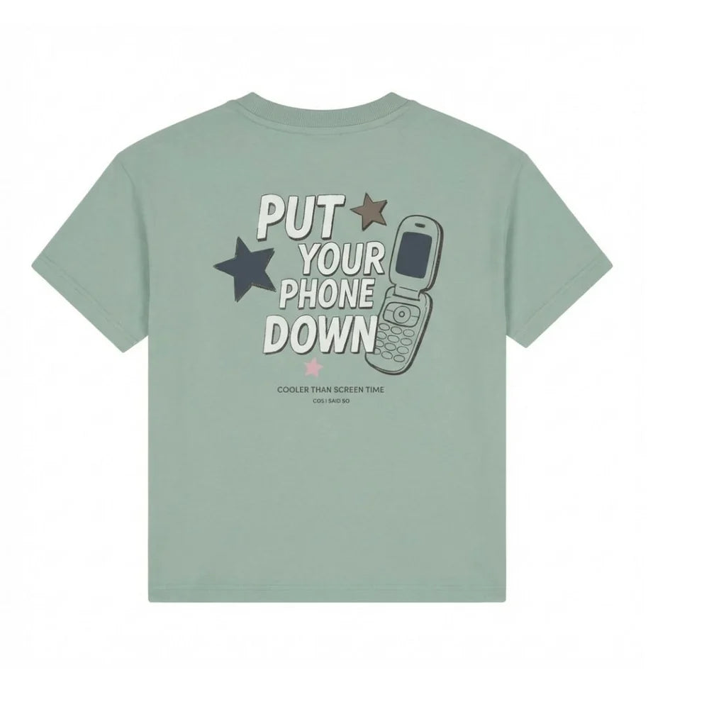T-Shirt Put your Phone Down Silver Blue Cos I Said So
