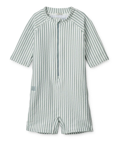 Max Seersucker Short Sleeve Swim Jumpsuit Liewood