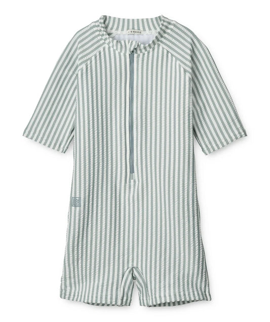 Max Seersucker Short Sleeve Swim Jumpsuit Liewood