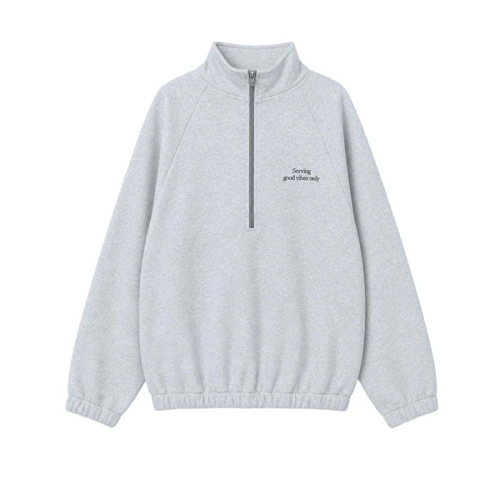 Zip Sweater Good Vibes Grey Melange Cos I Said So