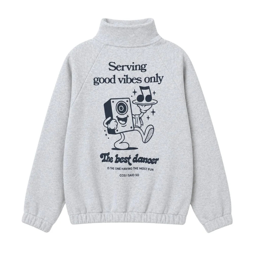 Zip Sweater Good Vibes Grey Melange Cos I Said So