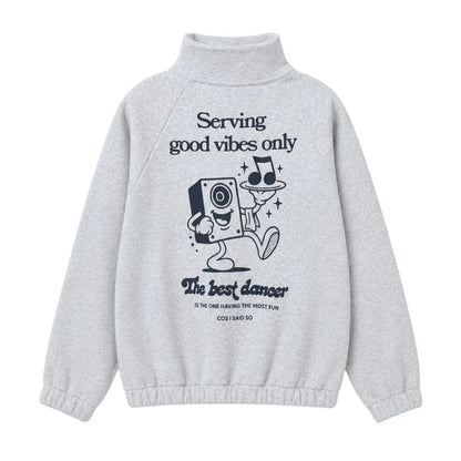 Zip Sweater Good Vibes Grey Melange Cos I Said So