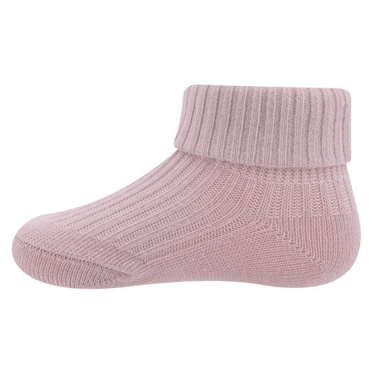 Kousen met Rib en Omslag Dusty Mauve Ewers