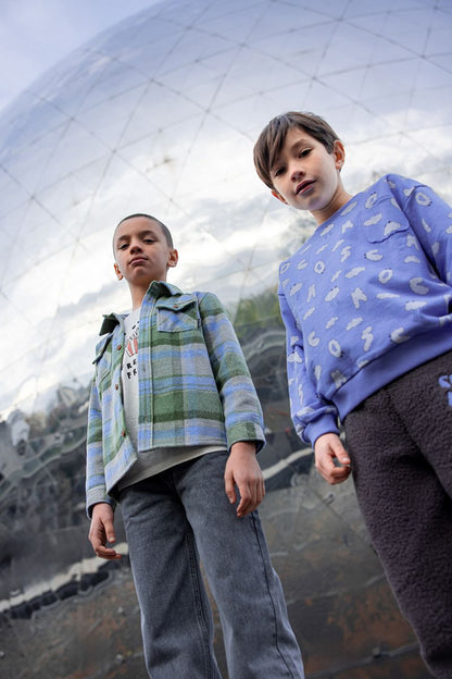 Boys Check Shirt Shady Green Sproet & Sprout