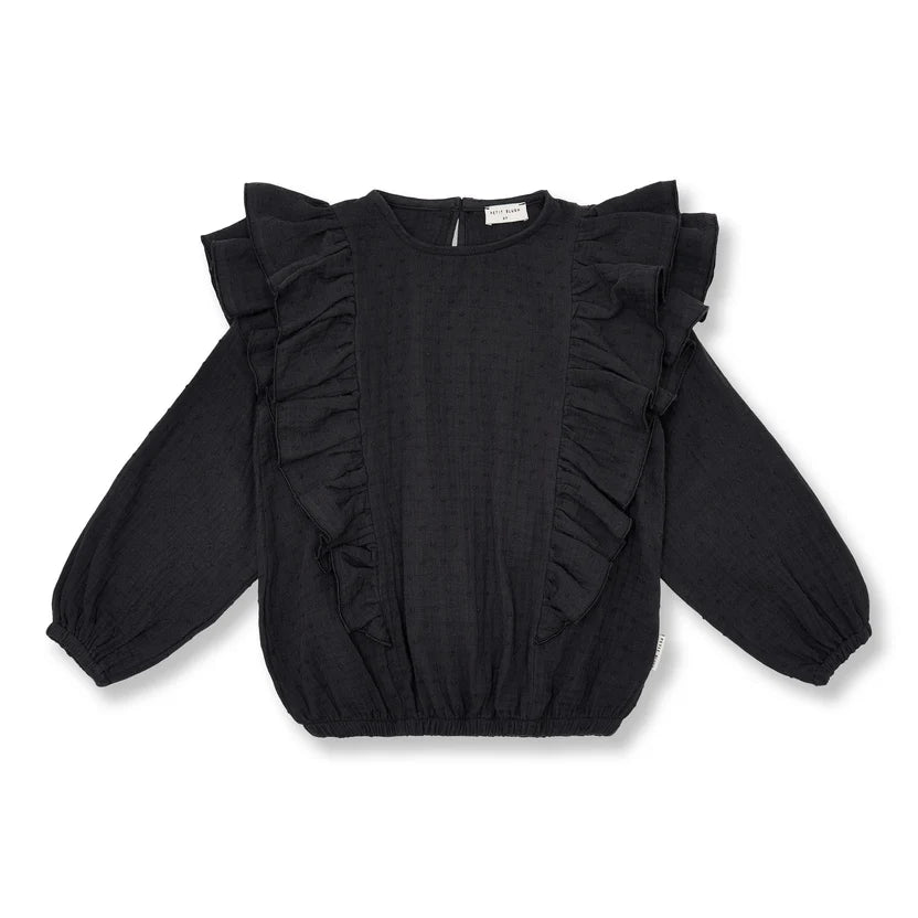 Romantic Ruffle Blouse Dark Grey Petit Blush