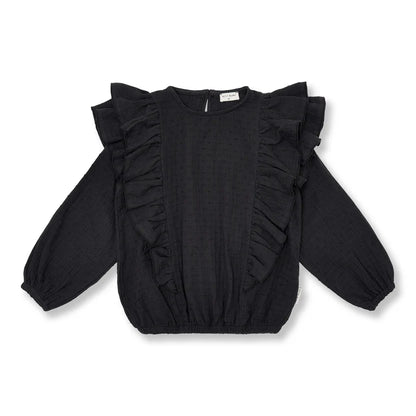 Romantic Ruffle Blouse Dark Grey Petit Blush