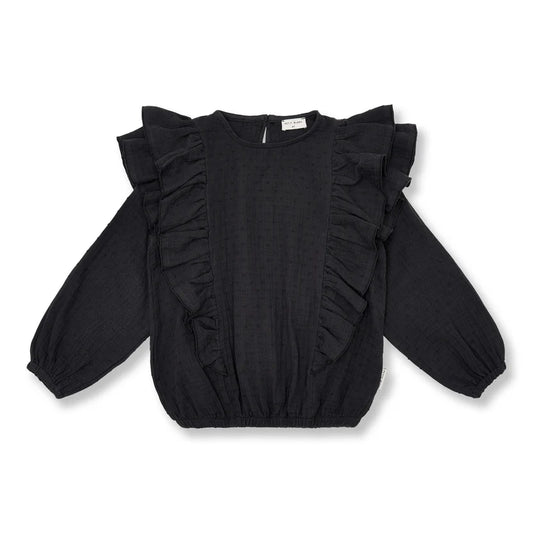 Romantic Ruffle Blouse Dark Grey Petit Blush