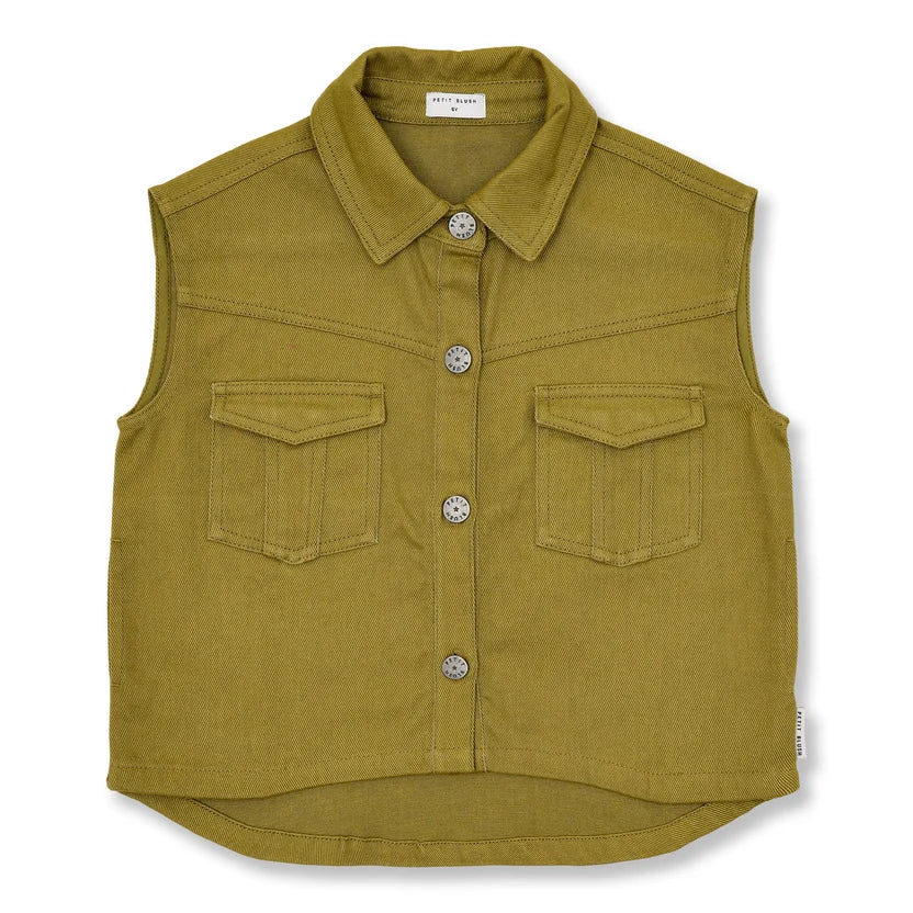Denim Waistcoat Khaki Petit Blush