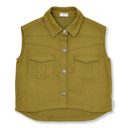 Denim Waistcoat Khaki Petit Blush