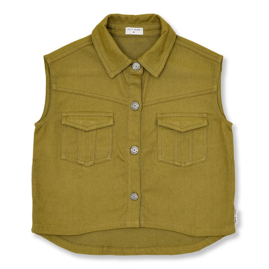 Denim Waistcoat Khaki Petit Blush