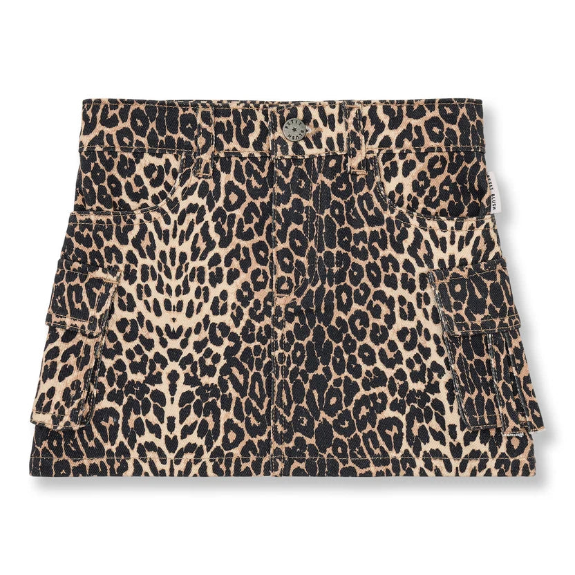 Denim Cargo Skirt Leopard Petit Blush