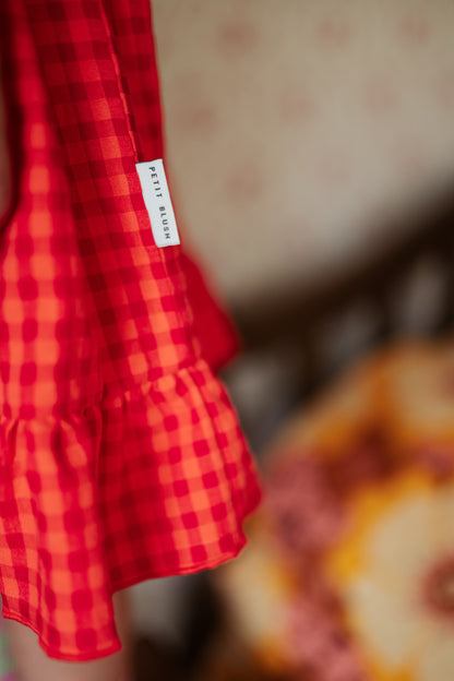 Julie Dress Check Red Petit Blush