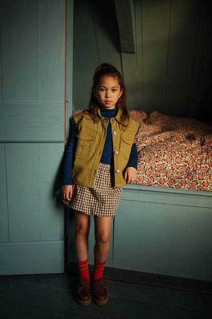Denim Waistcoat Khaki Petit Blush