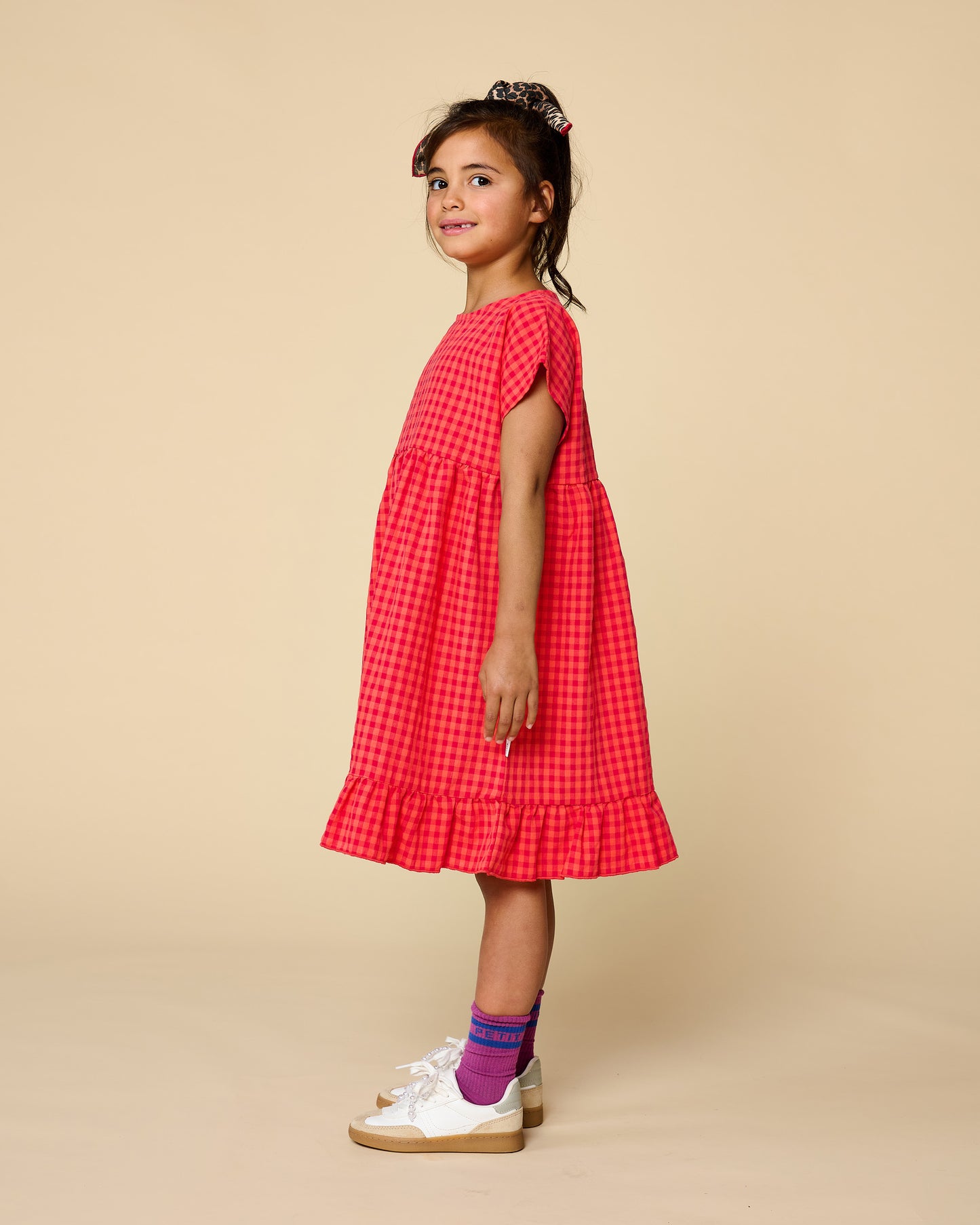 Julie Dress Check Red Petit Blush
