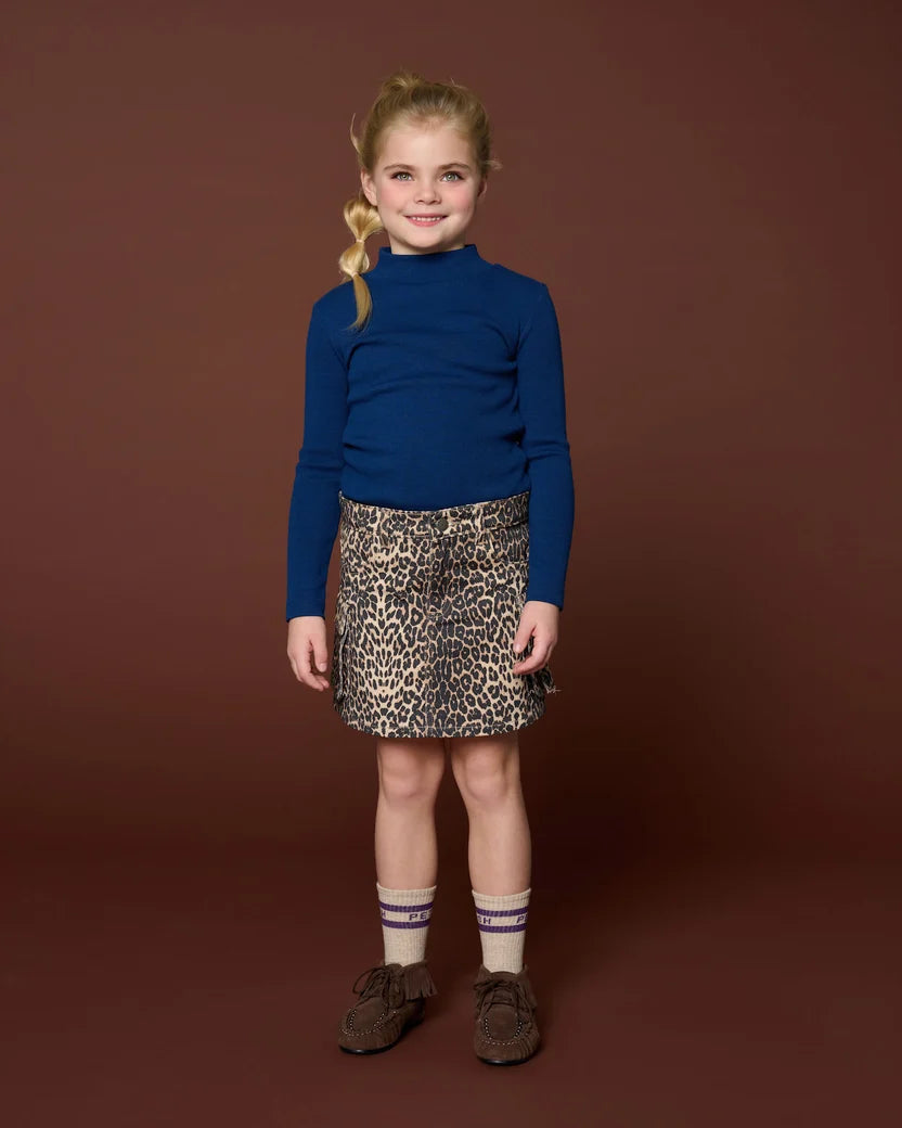 Denim Cargo Skirt Leopard Petit Blush
