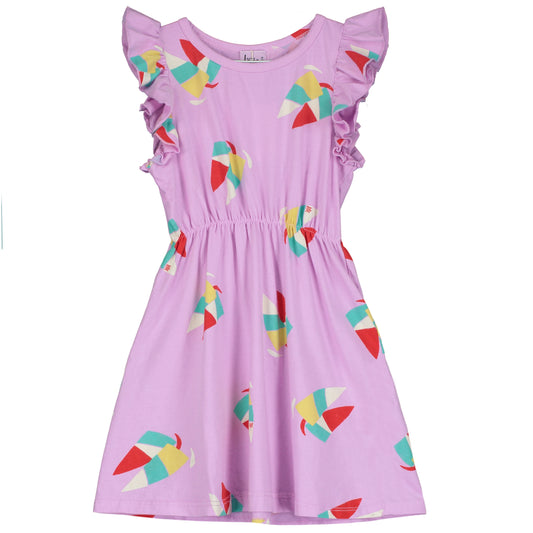 Ruffle Sleeve Dress Windsurf Allover Verbena Lötiekids