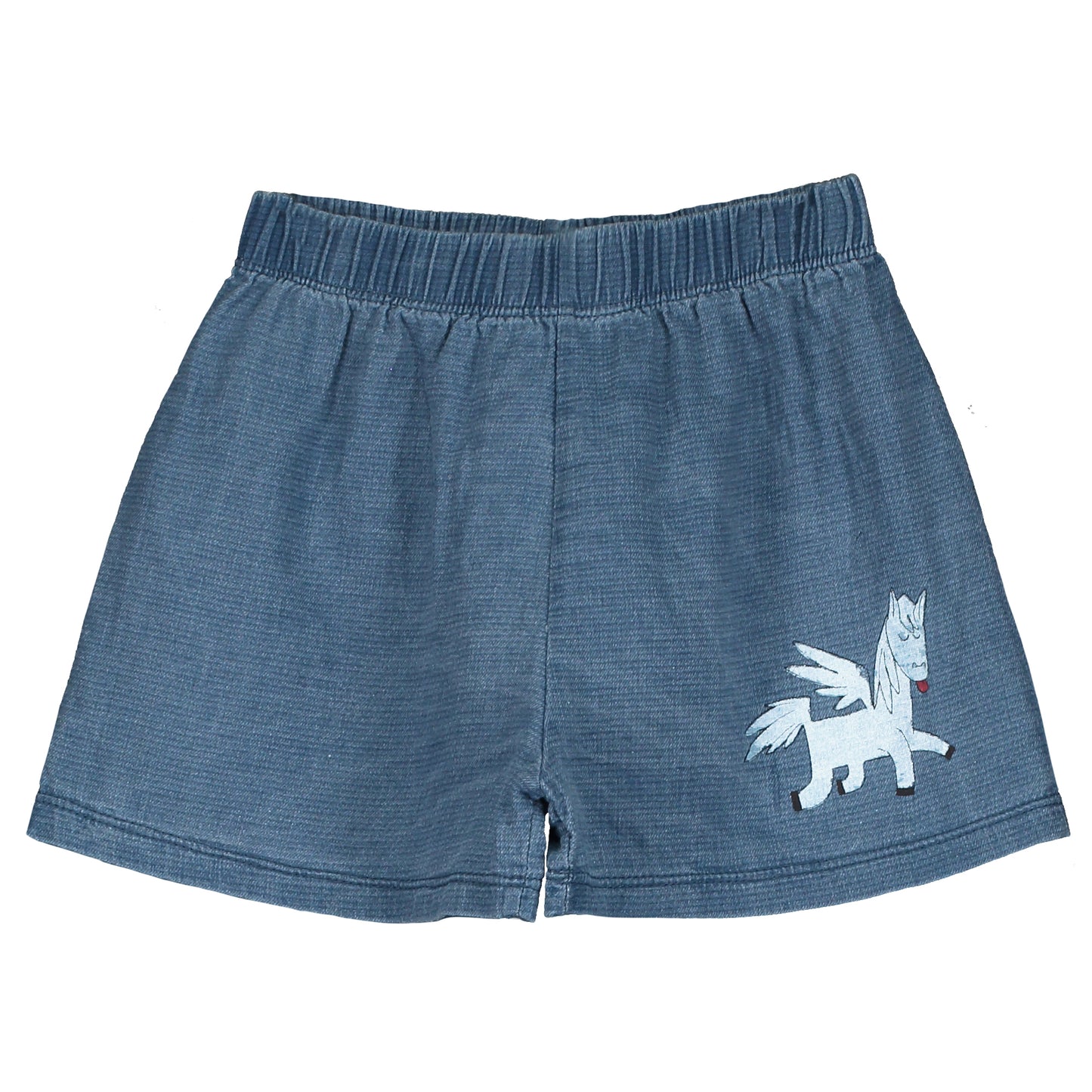 Light Denim Shorts Pegasus Print Washed Indigo Lötiekids