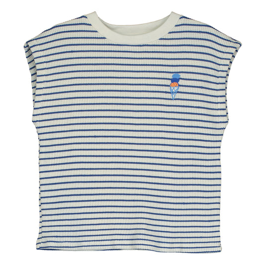 Sleeveless T-Shirt Ice Cream Off-White Blue Stripes Lötiekids