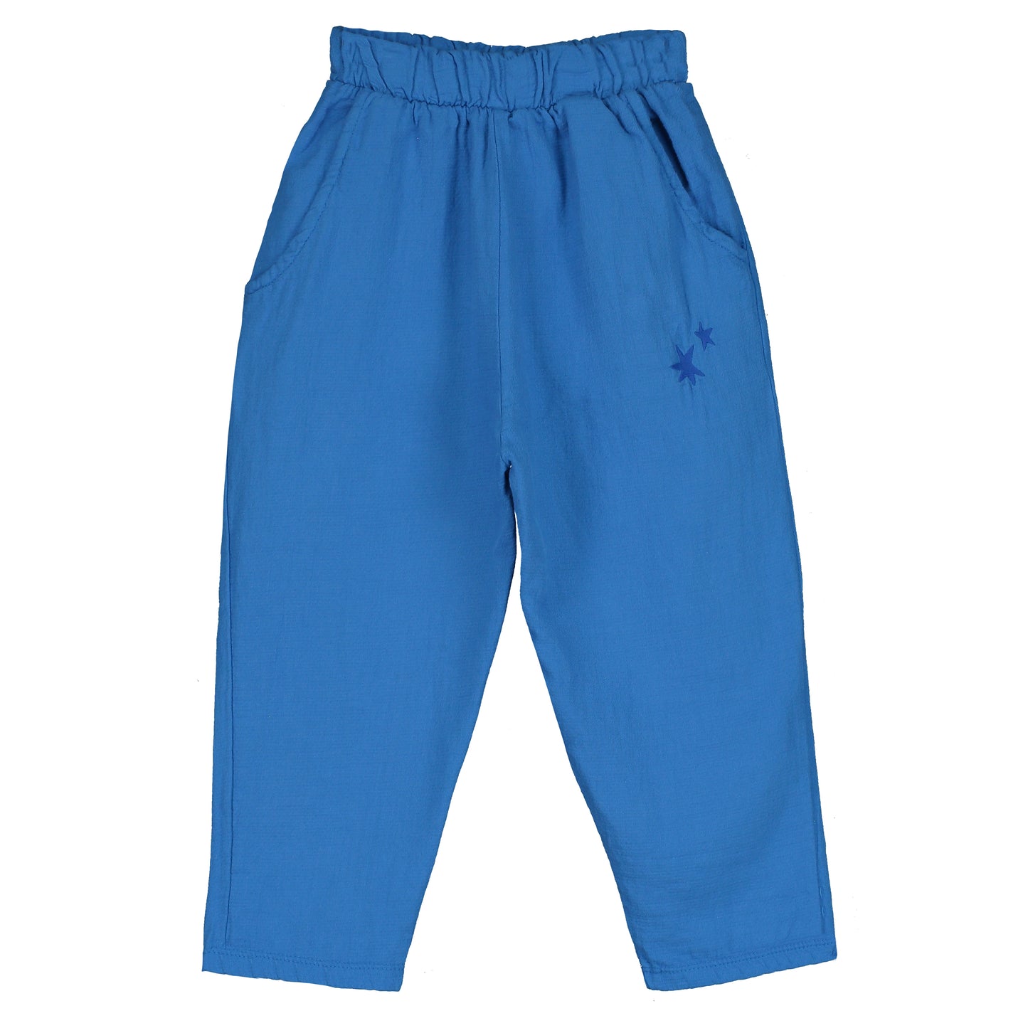 Wide Light Woven Pants Stars Embroidery Royal Blue Lötiekids