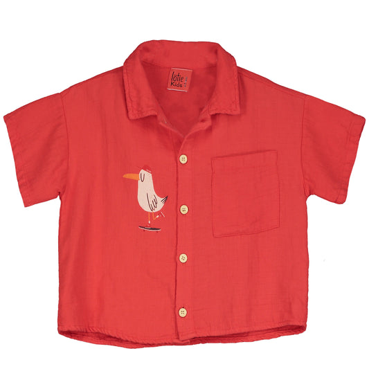 Woven Shirt Seagull Red Lötiekids