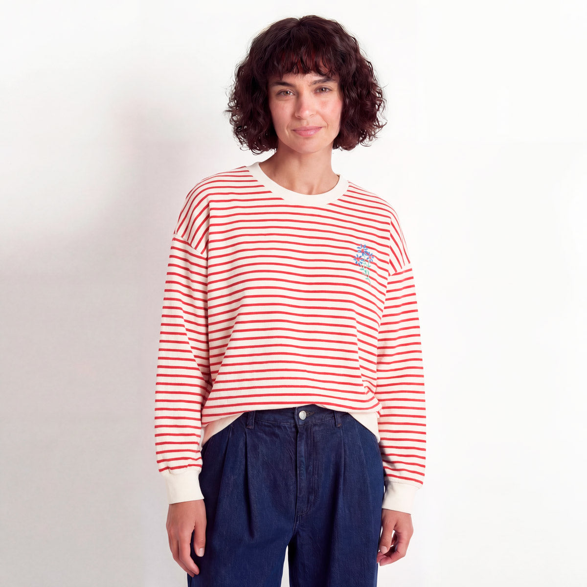 Adult Sweatshirt Terry Stripes Off White Lötiekids