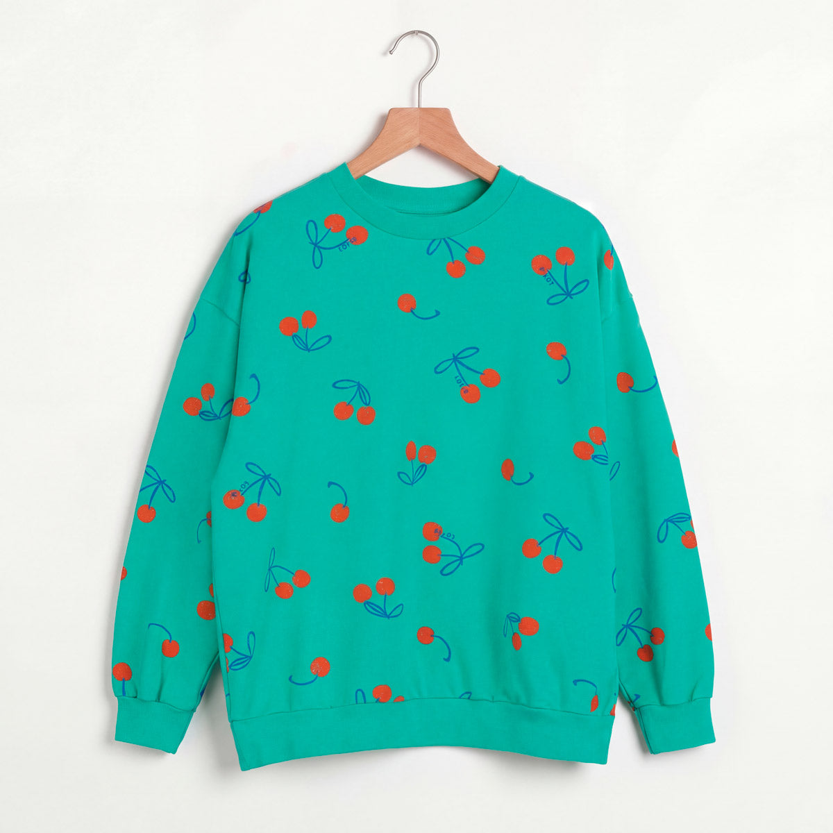Adult Sweatshirt Allover Cherries Green Lötiekids
