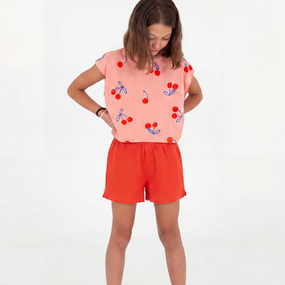 Linen Shorts Coral Red Lötiekids