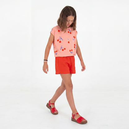 Linen Shorts Coral Red Lötiekids