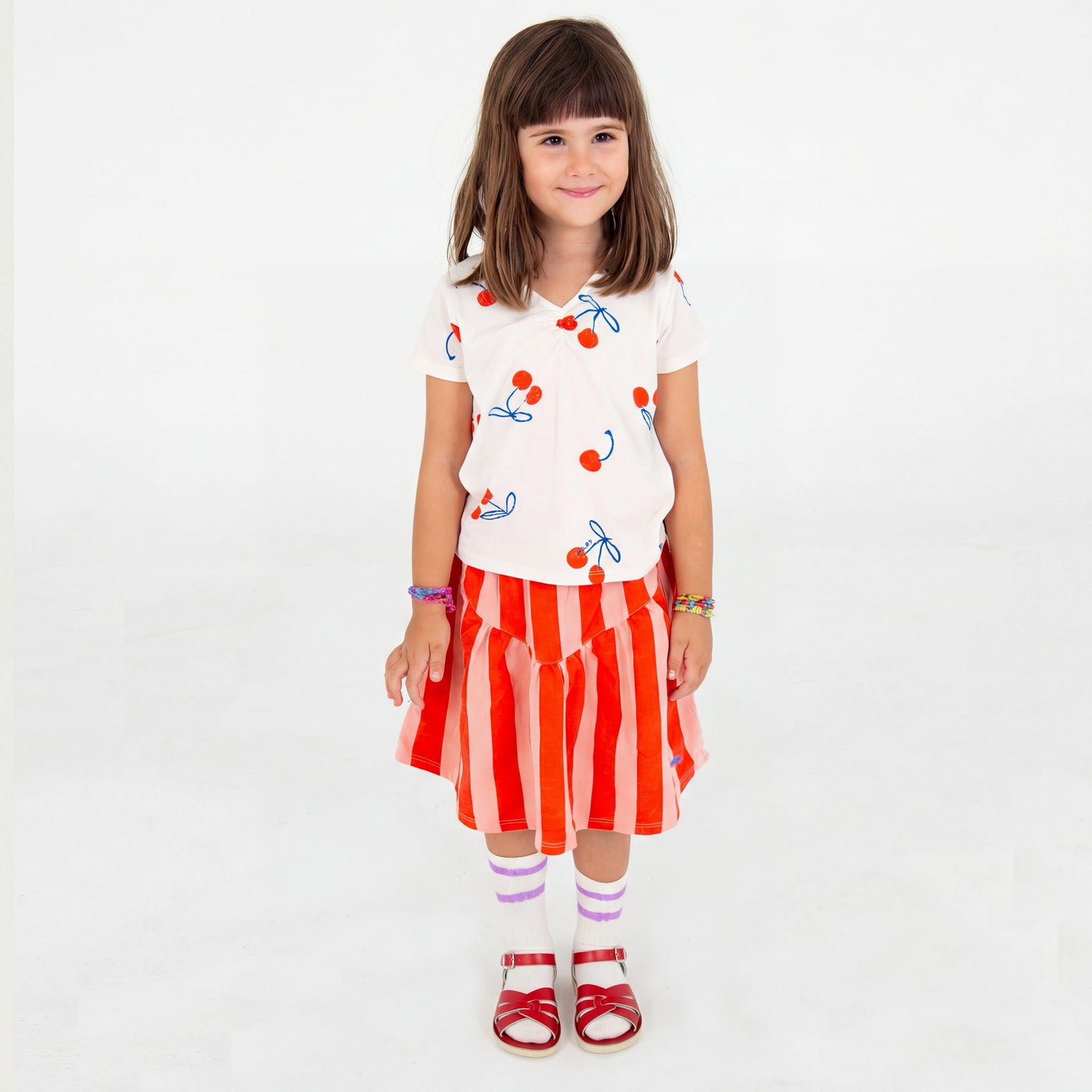 Woven Twill Skirt Stripes Clay Pink Lötiekids