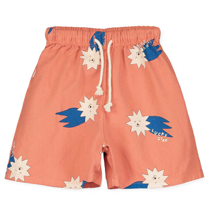 Twill Bermuda Pockets Lucky Blue Stars Allover Papaya Lötiekids