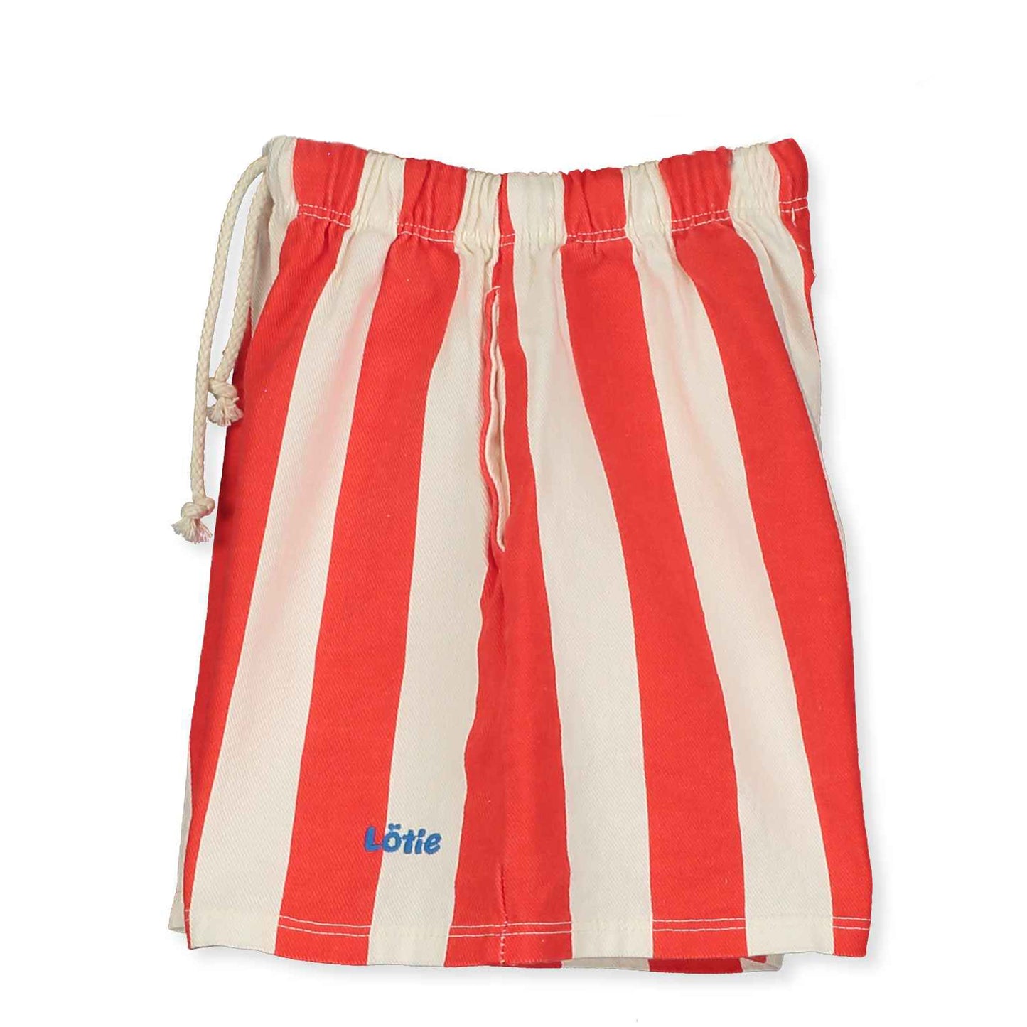 Twill Bermuda Pockets Lotie Embroidery Red Stripes + Off White Lötiekids