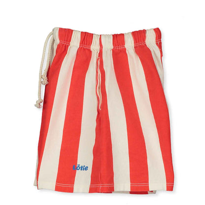 Twill Bermuda Pockets Lotie Embroidery Red Stripes + Off White Lötiekids