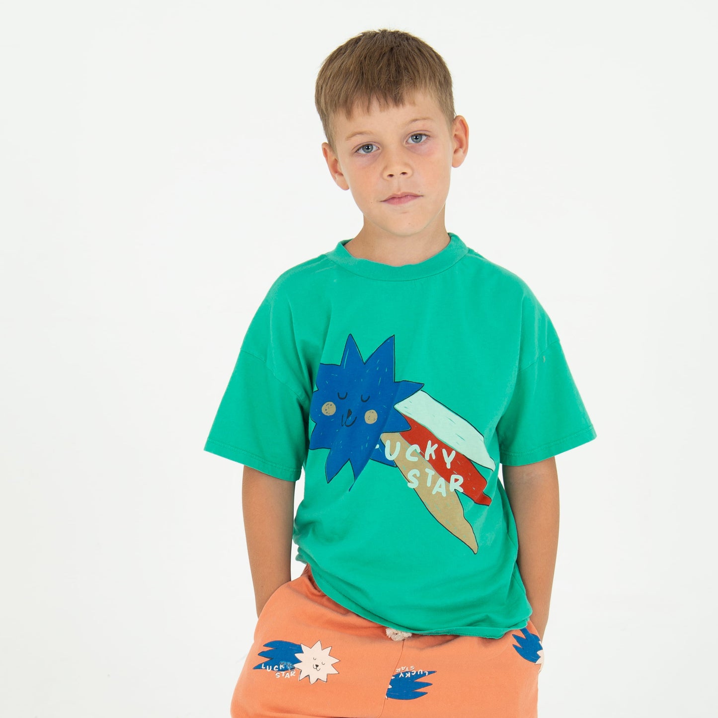 Wide Fit T-Shirt Big Lucky Star Green Lötiekids