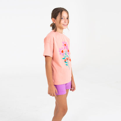 Wide Fit T-Shirt Flowers Clay Pink Lötiekids