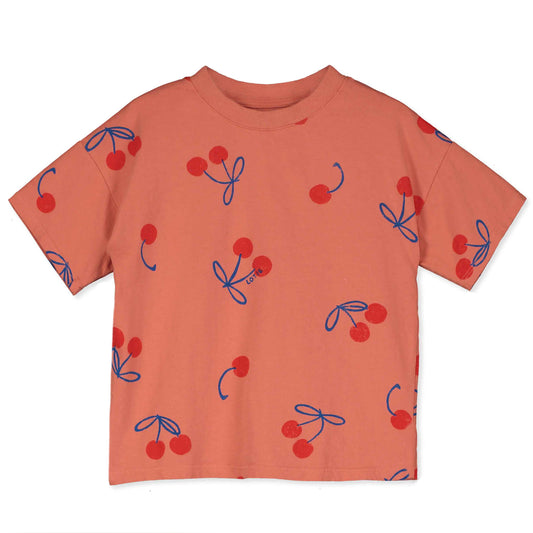 Wide Fit T-Shirt Cherries Allover Papaya Lötiekids
