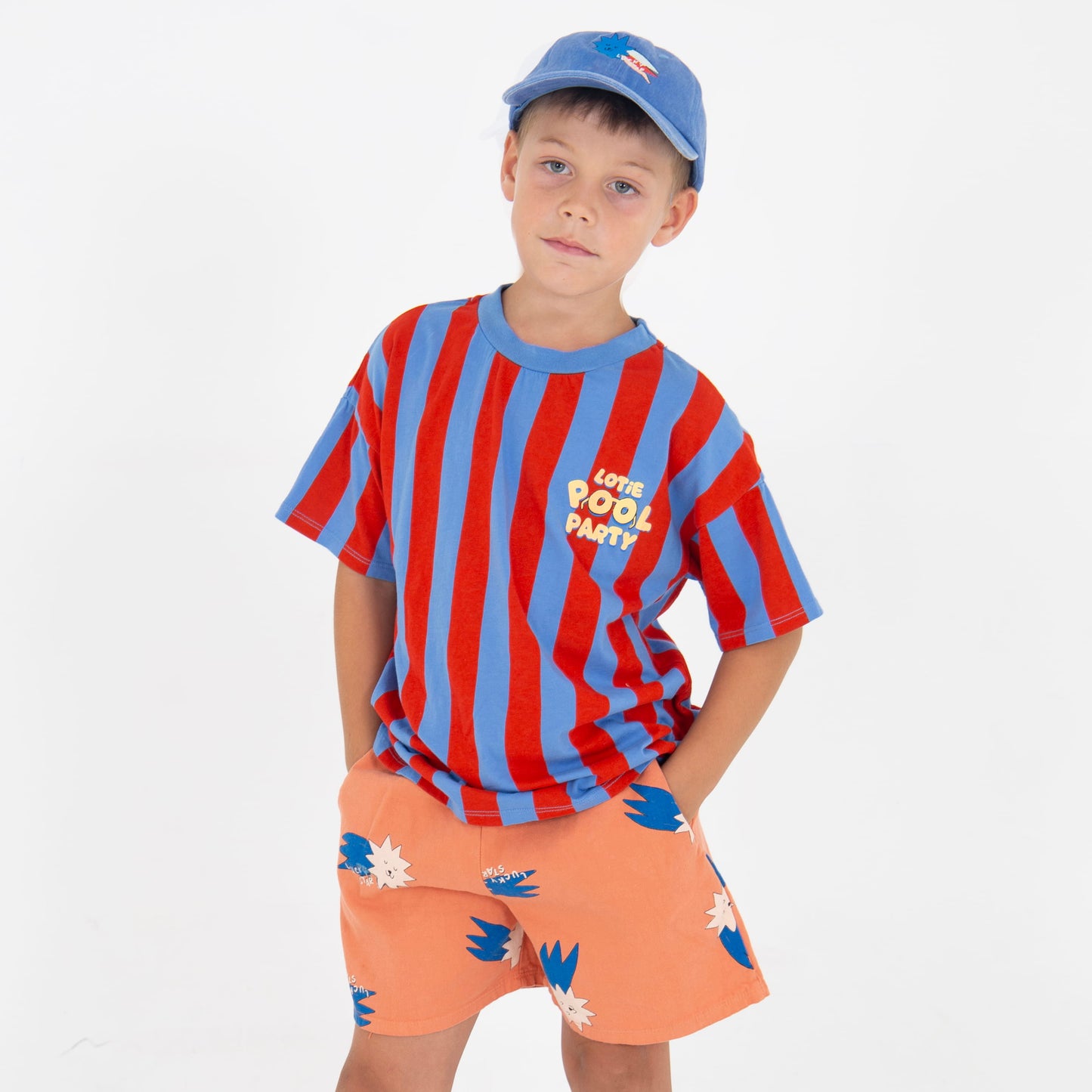 Wide Fit T-Shirt Stripes Pool Party Baja Blue Lötiekids
