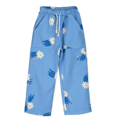 Wide Fit Twill Pockets Pants Lucky Blue Stars Allover Baja Blue Lötiekids