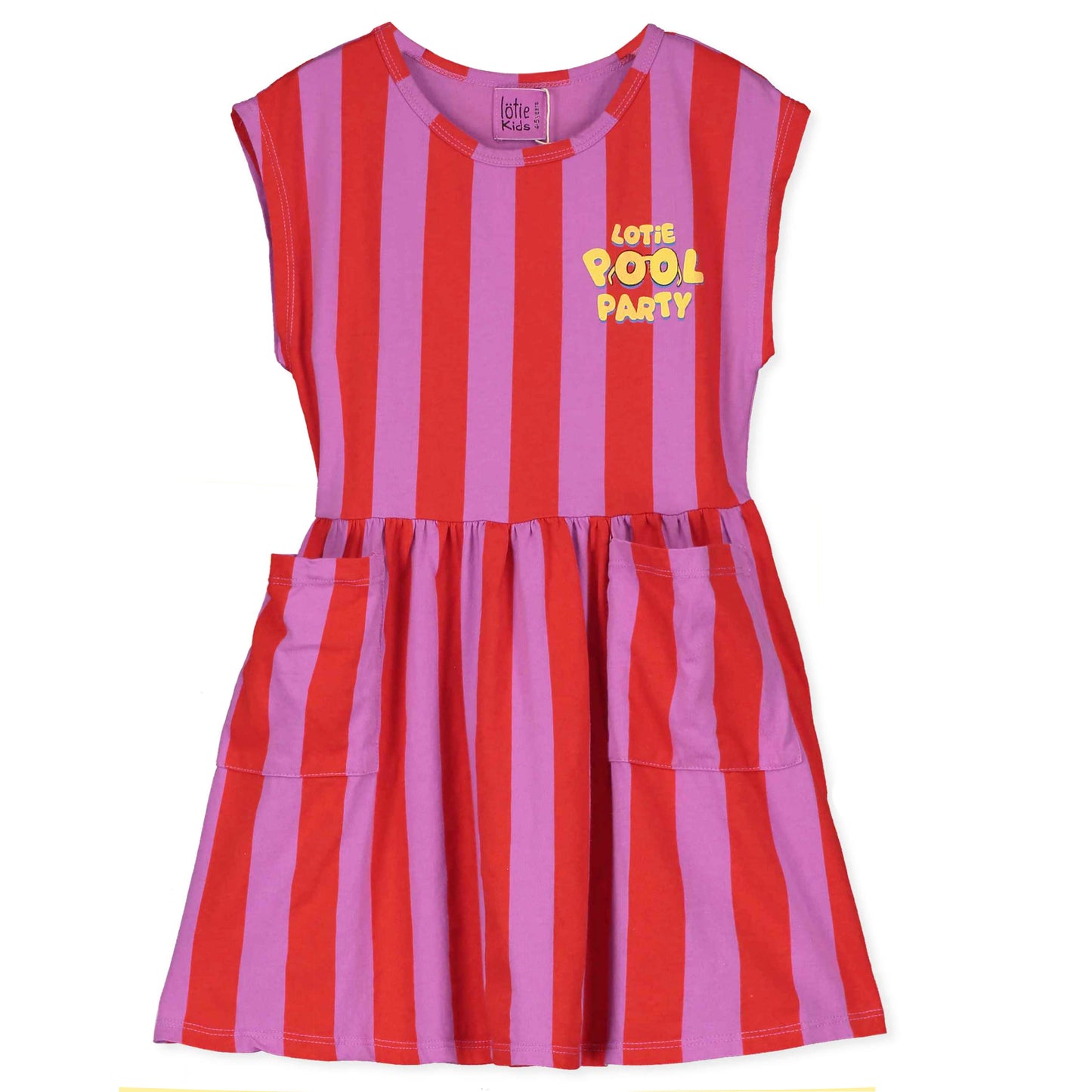 Sleeveless Dress Lotie Pool Party Red Stripes + Magenta Lötiekids