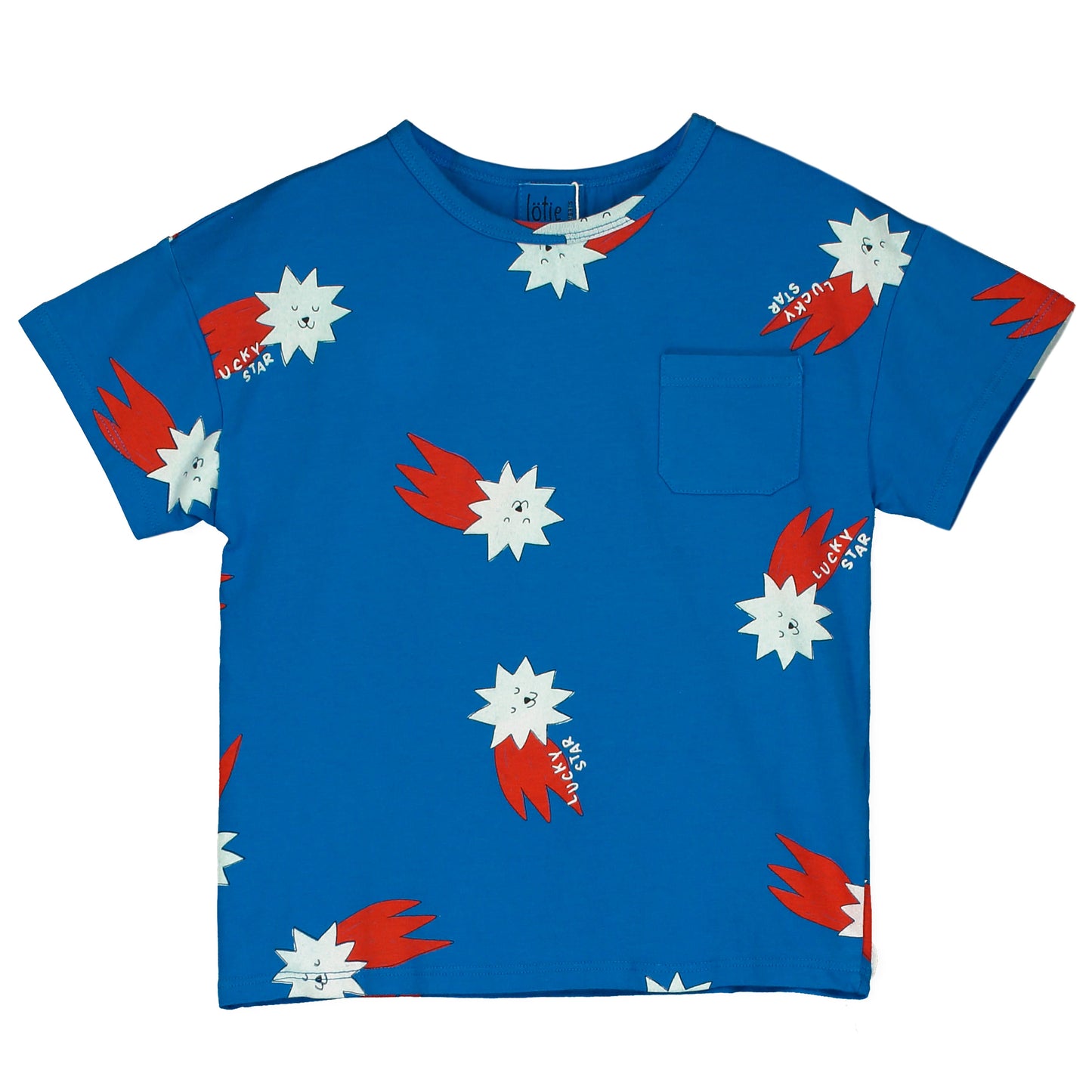 T-Shirt Lucky Red Stars Allover Royal Blue Lötiekids