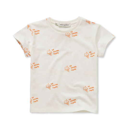 T-Shirt Ice Cream Print Off White Sproet & Sprout