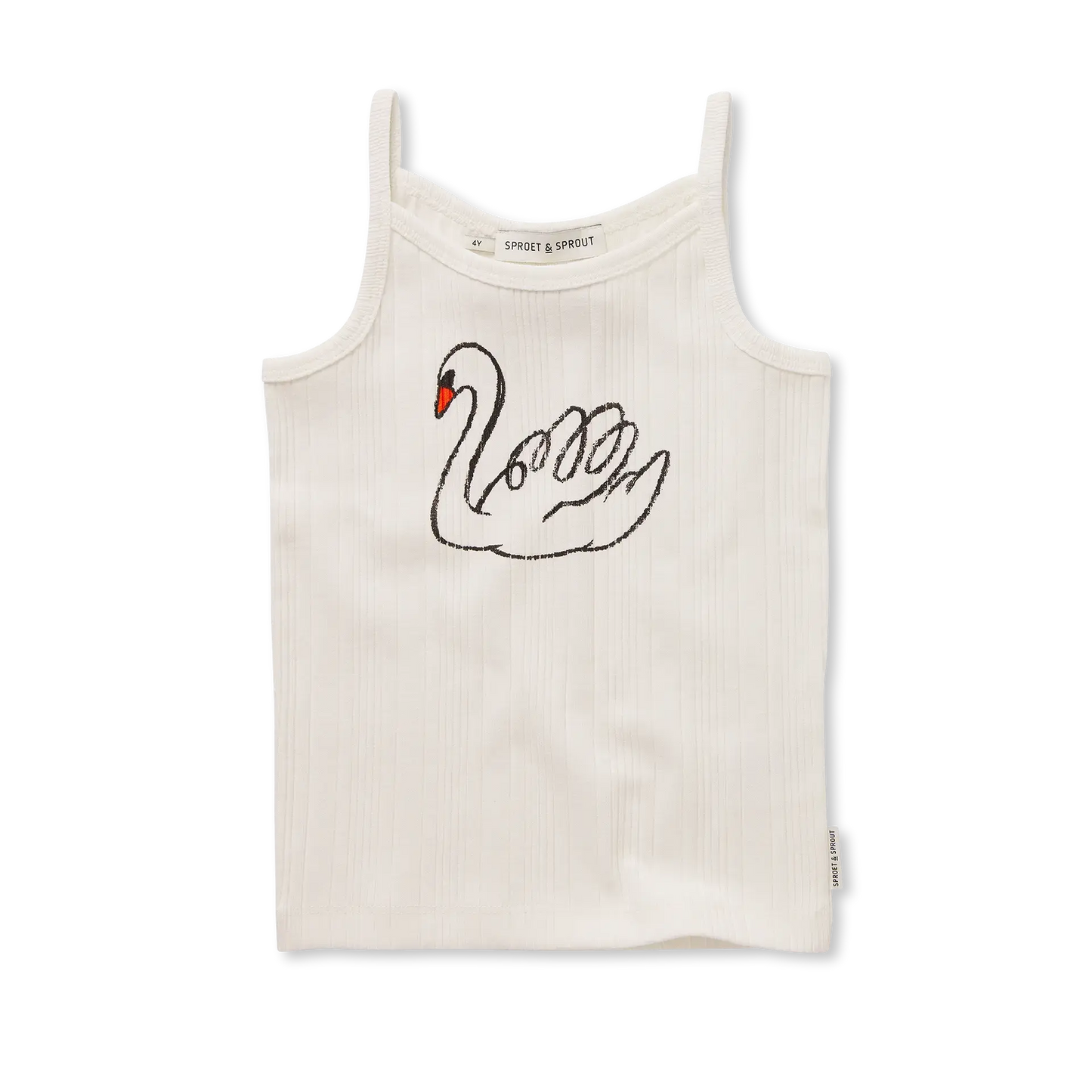 Girls Spaghetti Top Swan Off White Sproet & Sprout