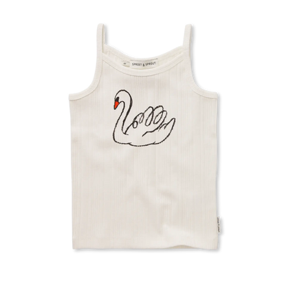 Girls Spaghetti Top Swan Off White Sproet & Sprout
