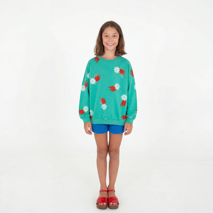Sweatshirt Lucky Red Stars Allover Green Lötiekids