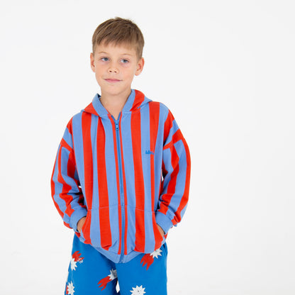 Jacket Sweatshirt Lotie Embroidery Red Stripes + Baja Blue Lötiekids